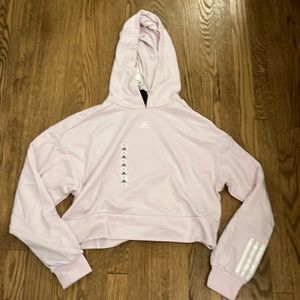 Cropped sports hoodie, adidas, small, light pink